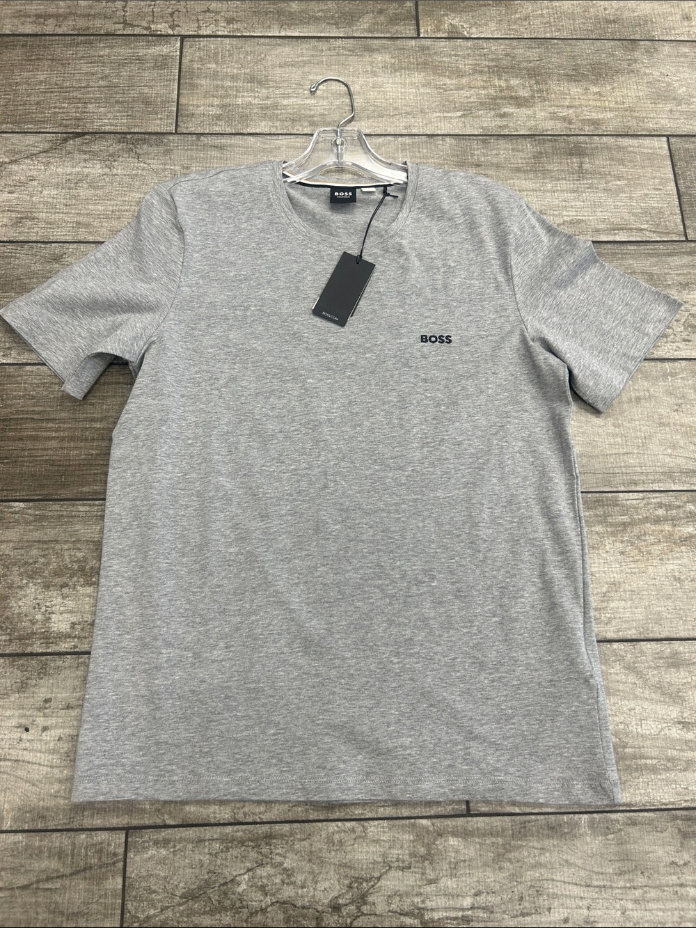 100% Authentic Boss by Hugo Boss Gray Short-Sleeve Logo Crewneck Tee NWT